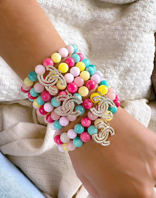 Amazonite Stone Bracelet with Golden Pendants