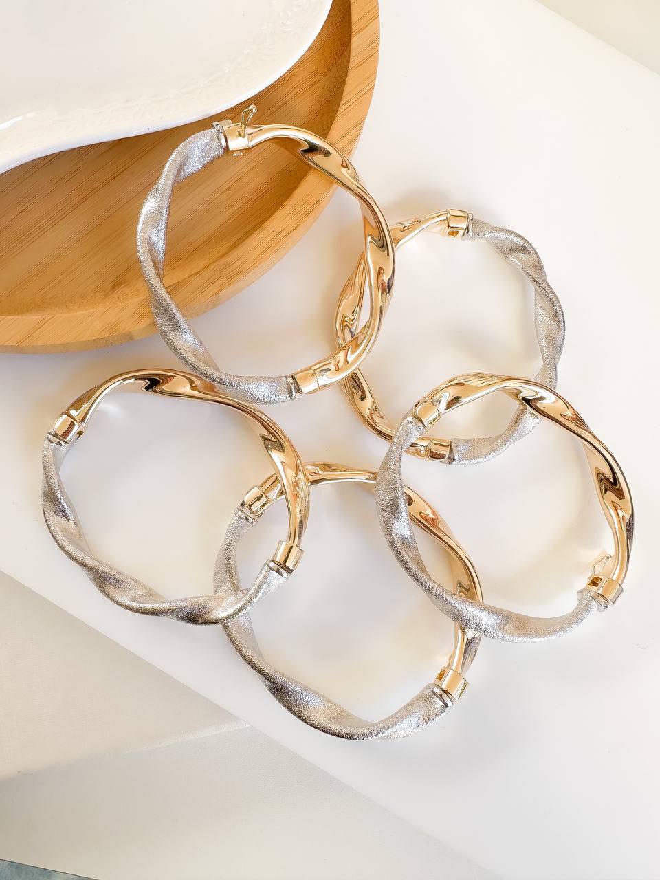 Bangle Bracelets Gold with Silver