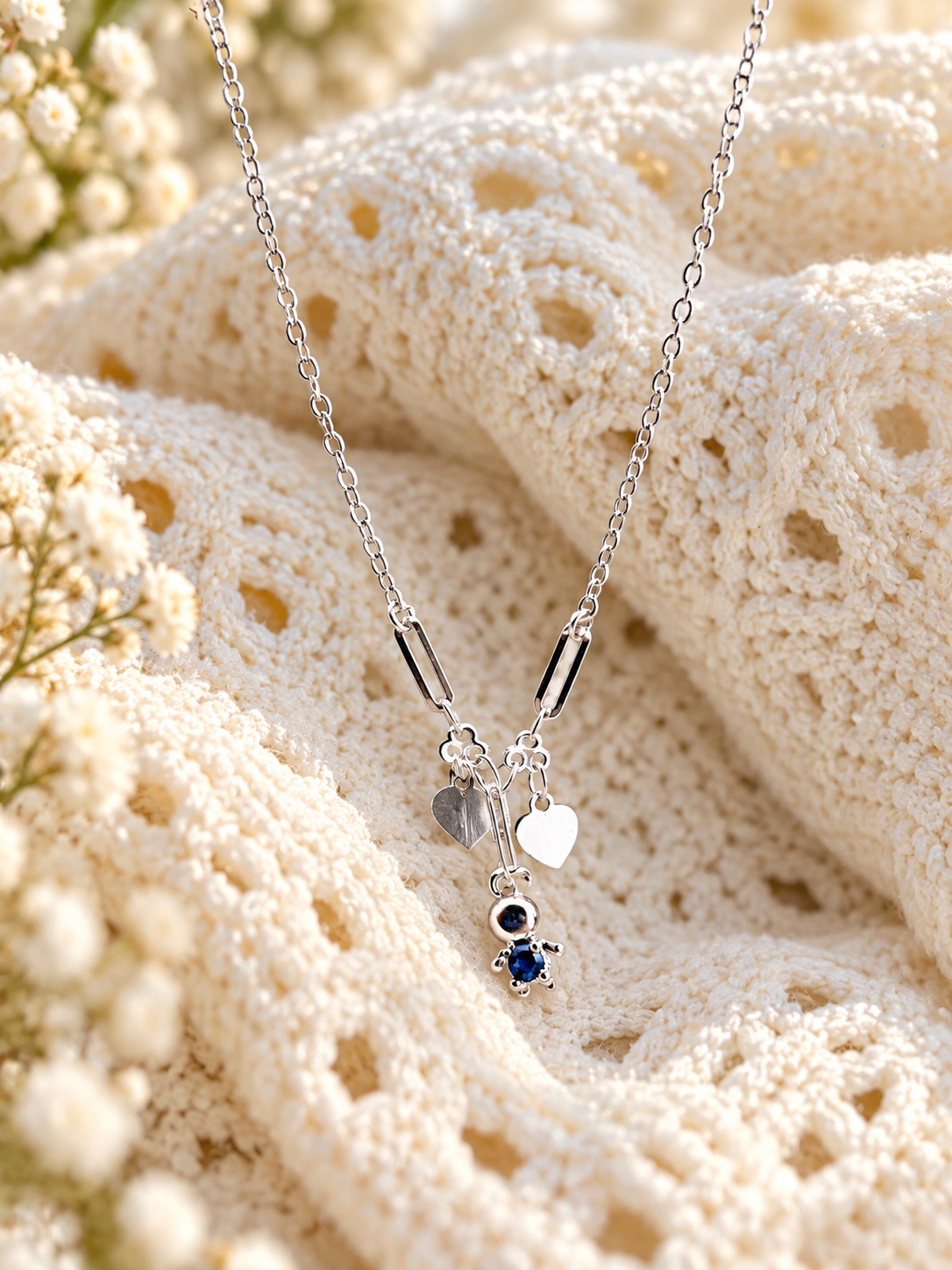 Silver Cubic Zirconia Layered Necklace Set