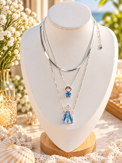 Silver Crystal Religious Necklace 40cm