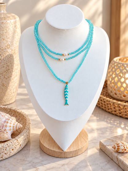 Rock Crystal Fish Necklace