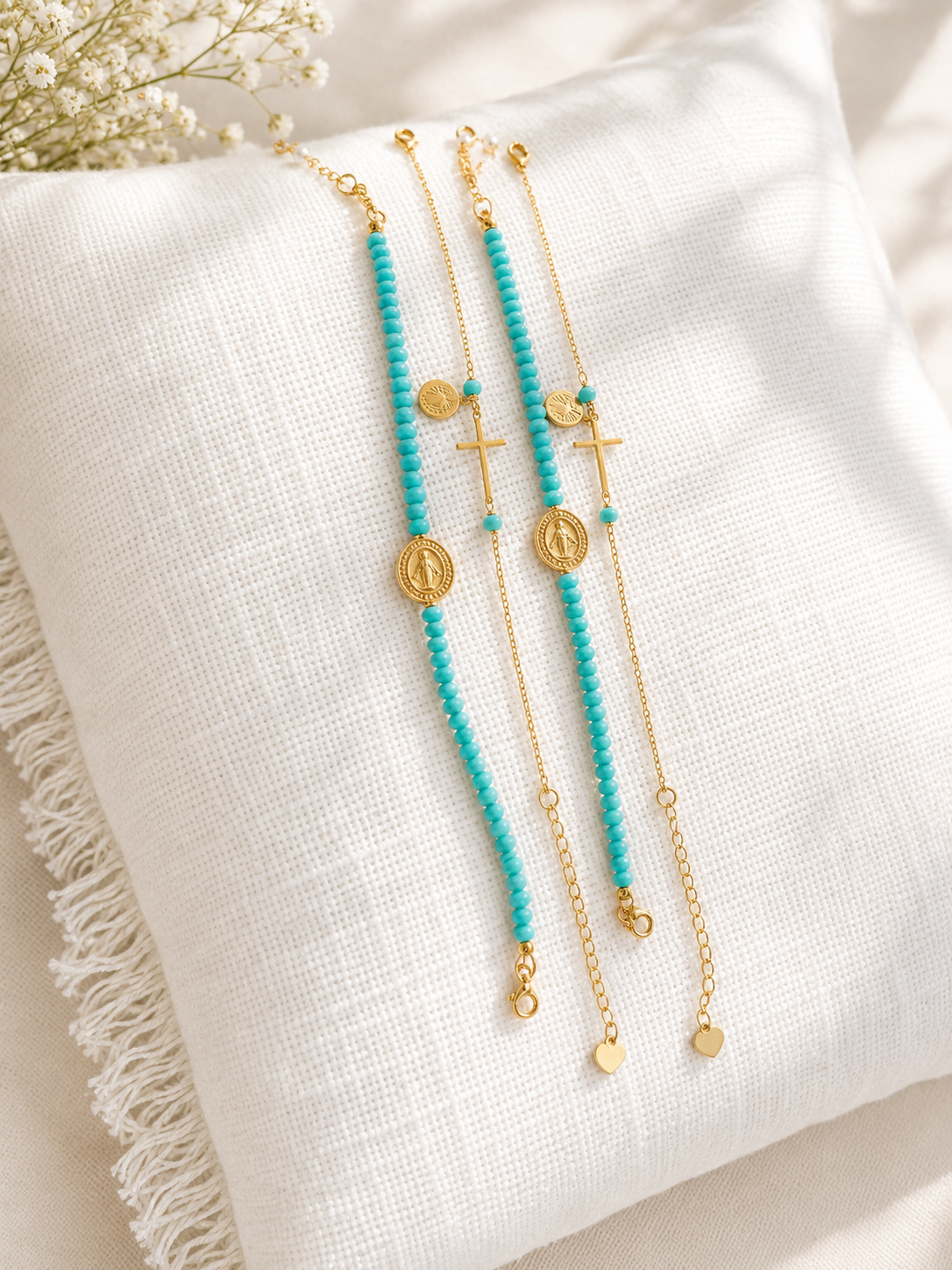 2-in-1 Rock Crystal Beaded Bracelet Set