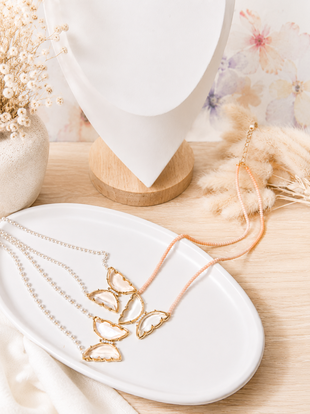 Crystal Glass Butterfly Beaded Necklace