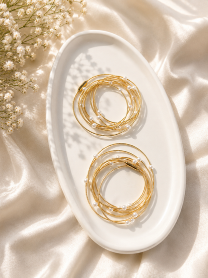 3-in-1 Multilayered Necklace & Bracelet with Synthetic Pearls