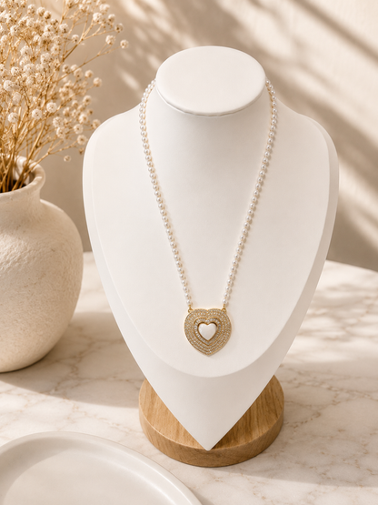 Synthetic Pearl Evil Eye Necklace 35cm