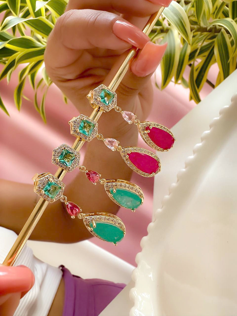 Fusion Stone Drop Earrings