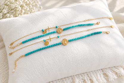 2-in-1 Rock Crystal Beaded Bracelet Set