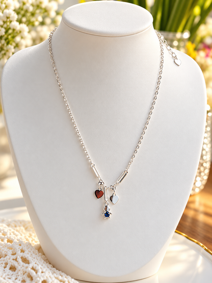 Silver Cubic Zirconia Layered Necklace Set