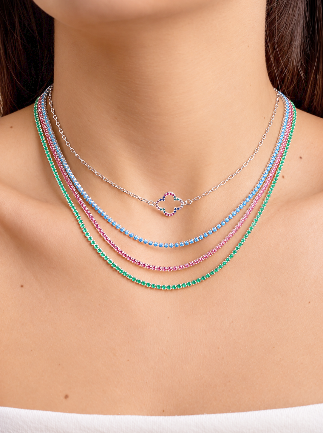 Silver & Cubic Zirconia Choker Collection