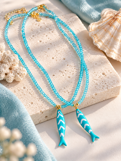Rock Crystal Fish Necklace