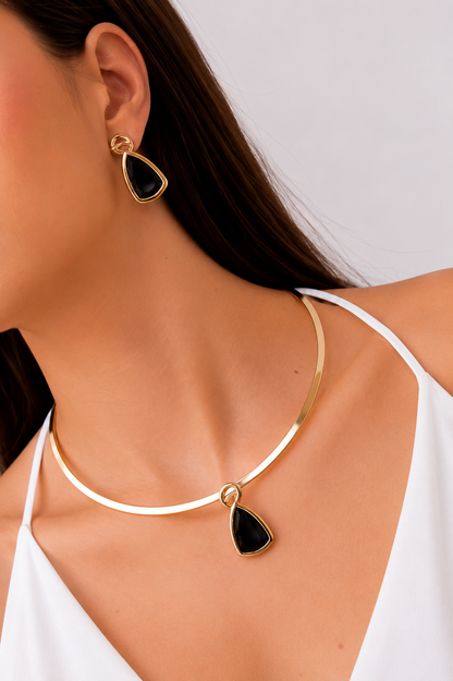 Choker Earring Sets with Crystal Glass