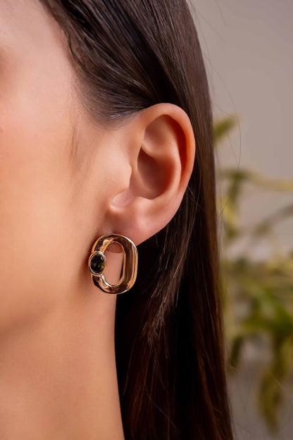 Cleopatra Style Stud Earrings with Emerald