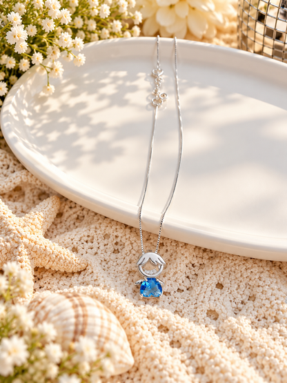 Silver Choker & Crystal Boy Necklace Set
