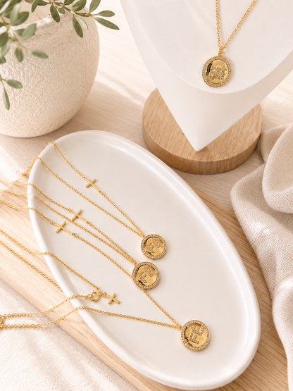 Fé ( Faith) Long Double Cross Necklace