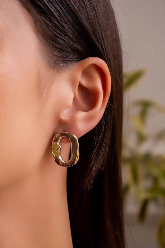 Cleopatra Style Stud Earrings with Emerald