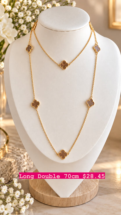 Long Double Clover Necklace 70cm
