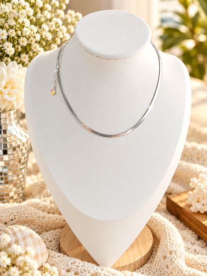 Silver Choker & Crystal Boy Necklace Set