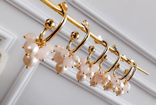 Beaded Hoop Earrings with Freshwater Pearl