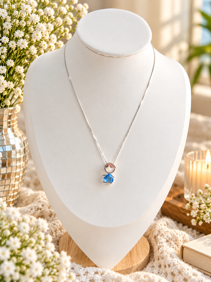 Silver Choker & Crystal Boy Necklace Set