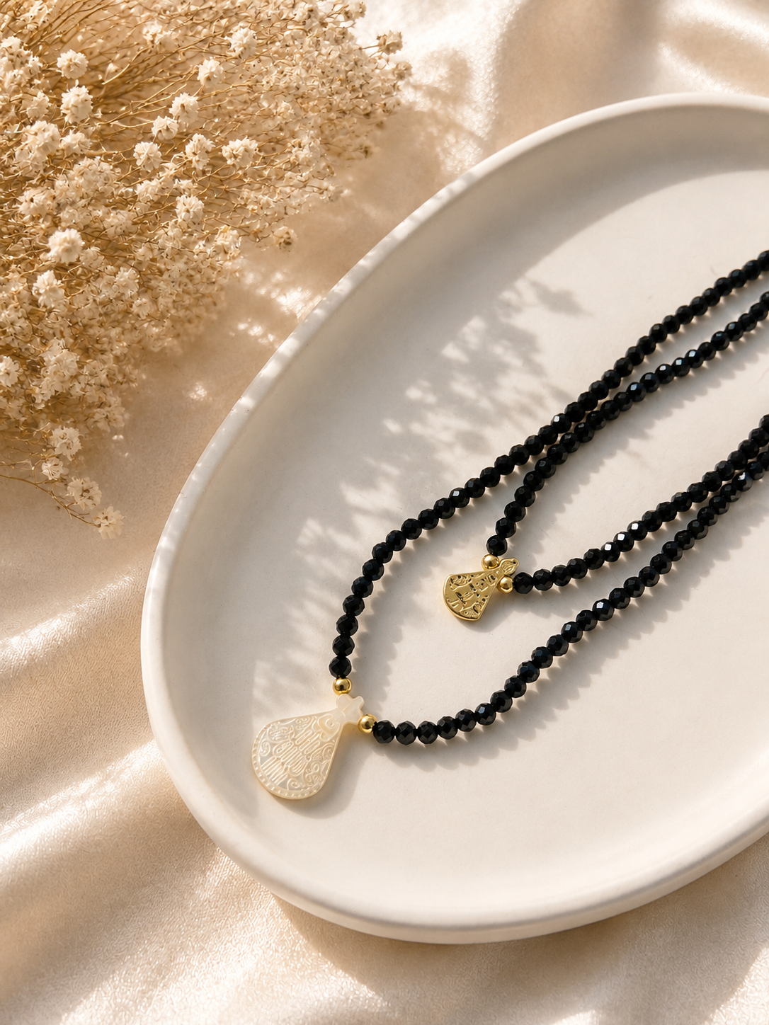 Rock Crystal Choker with Religious Pendants 30cm