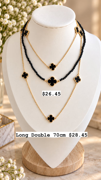 Long Double Clover Necklace 70cm