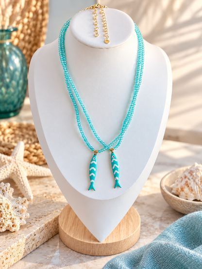 Rock Crystal Fish Necklace