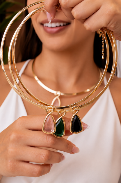 Choker Earring Sets with Crystal Glass