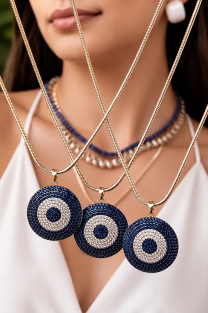Evil Eye Necklaces with Micro pavé Cubic Zirconia 40cm (CZ)