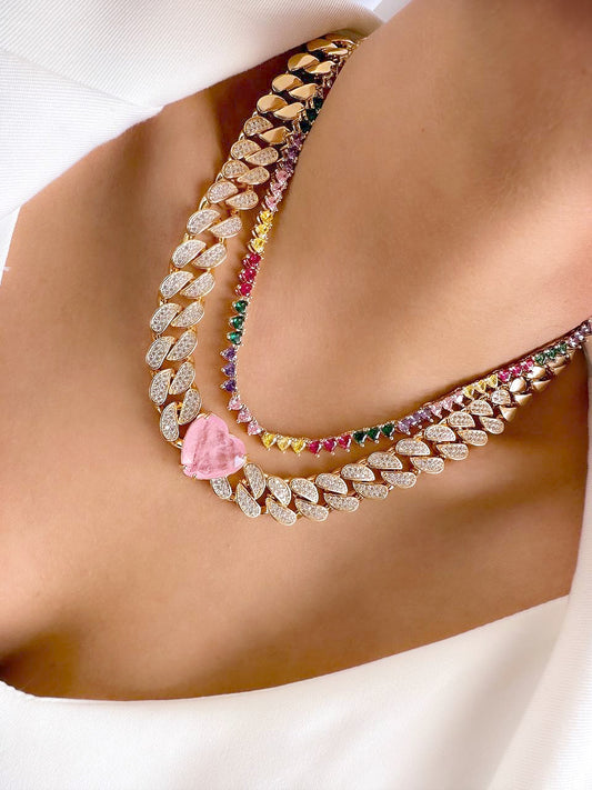 Chain Necklaces with Fusion Stone Pendant