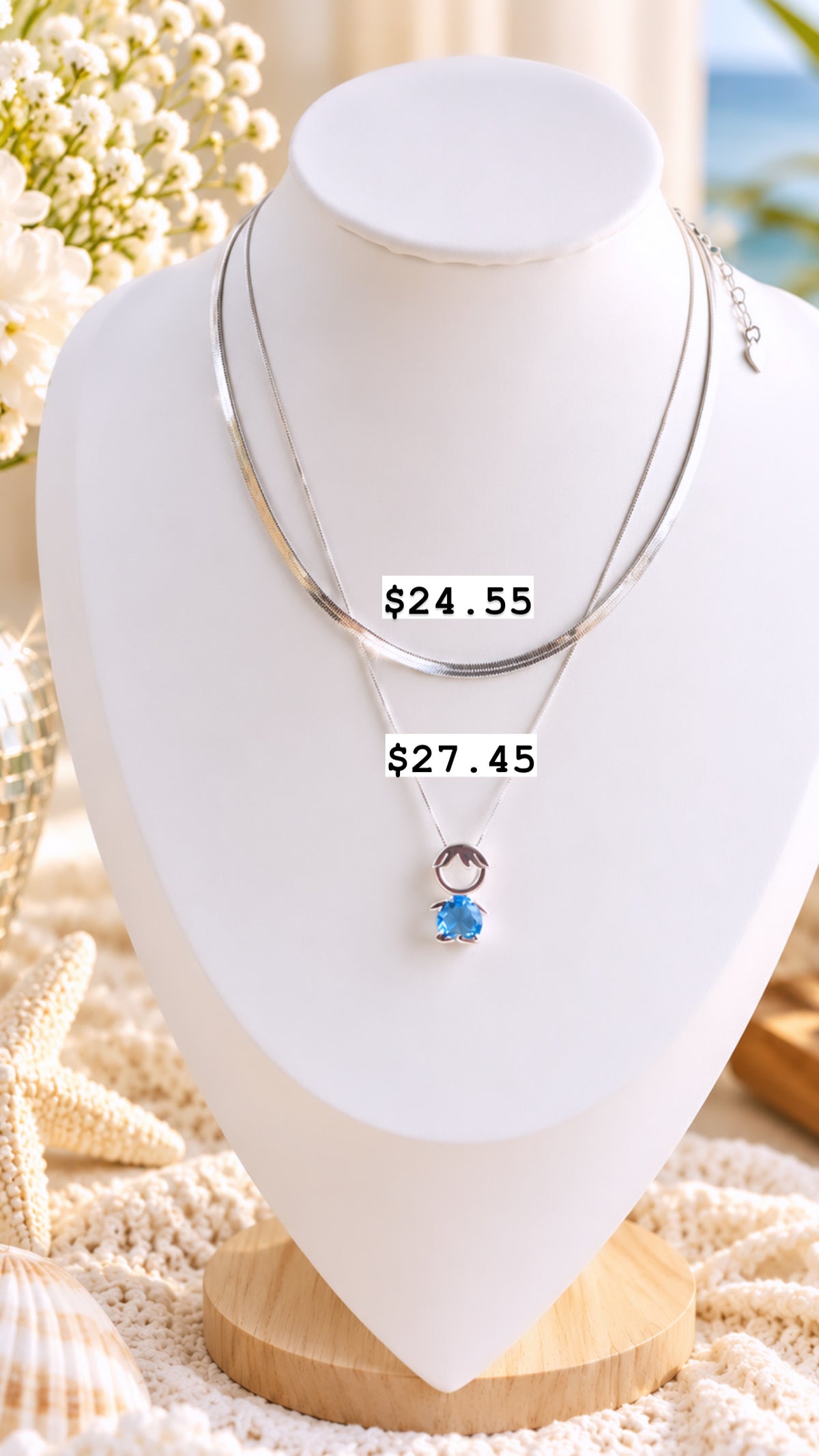 Silver Choker & Crystal Boy Necklace Set