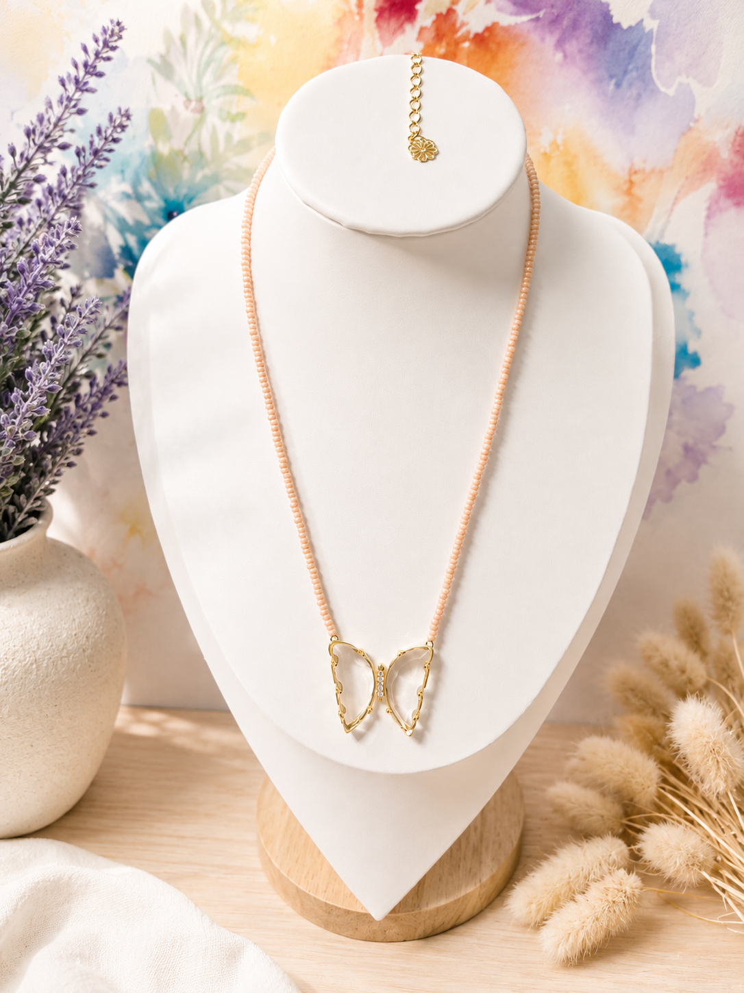 Crystal Glass Butterfly Beaded Necklace