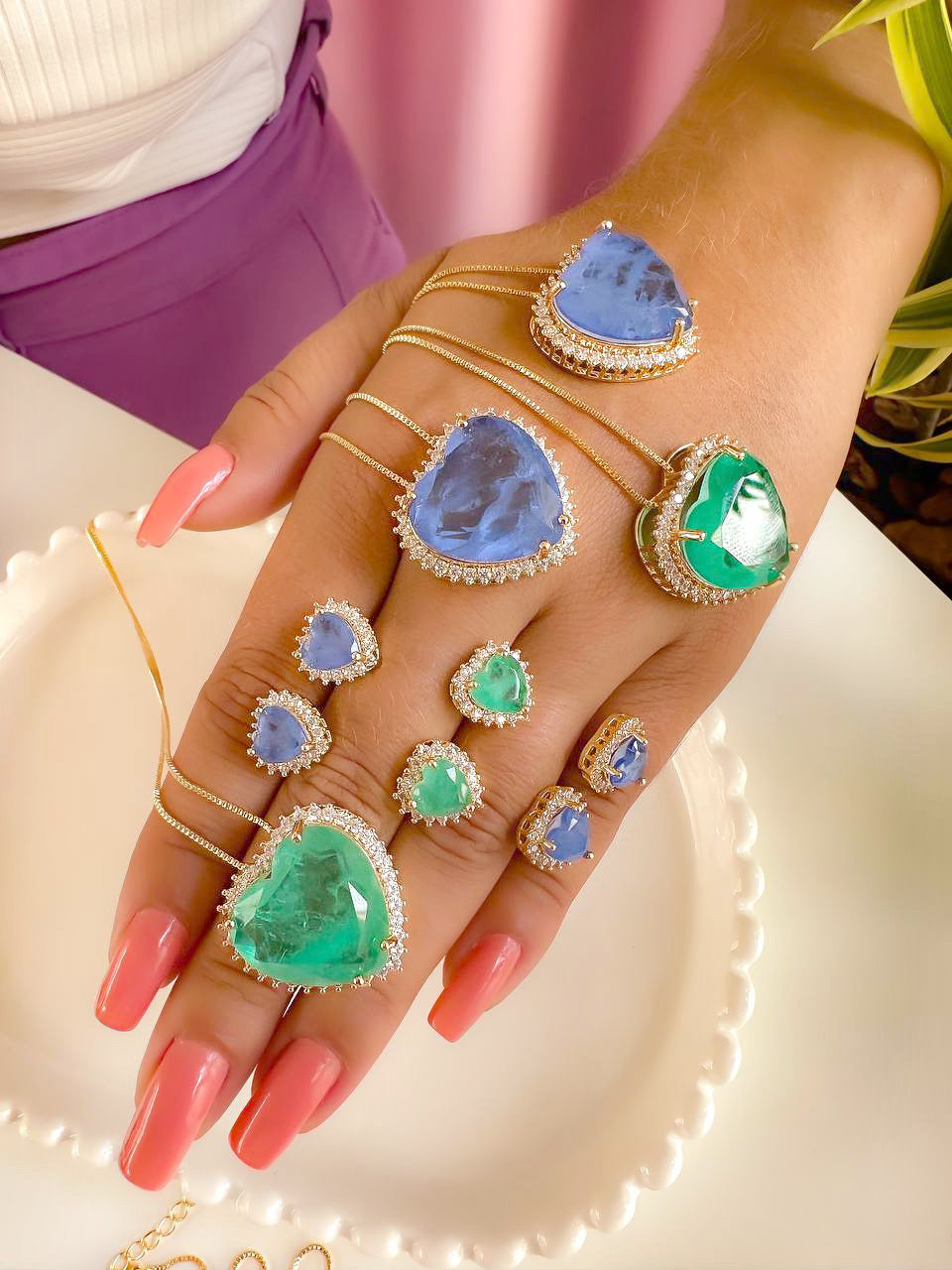 Fusion Stone Necklace Earring Sets