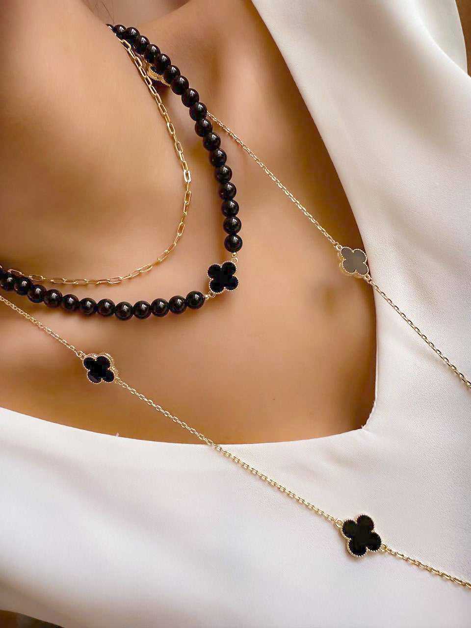 Mix and Match 3 Type Necklaces Choker Onyx Stones