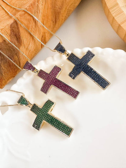 Necklace 40cm with Cross Pendant Cubic Zirconia