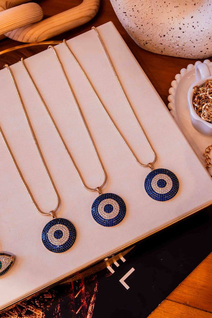 Evil Eye Necklaces with Micro pavé Cubic Zirconia 40cm (CZ)