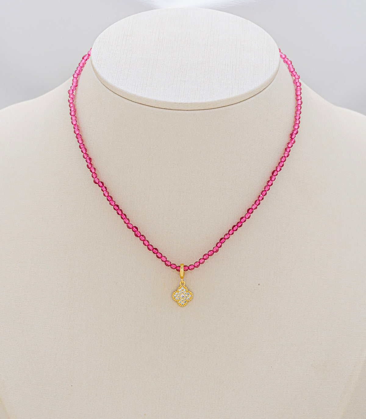 Pink Rock Crystal & Cubic Zirconia Necklace