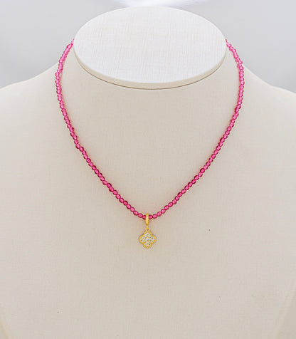 Pink Rock Crystal & Cubic Zirconia Necklace