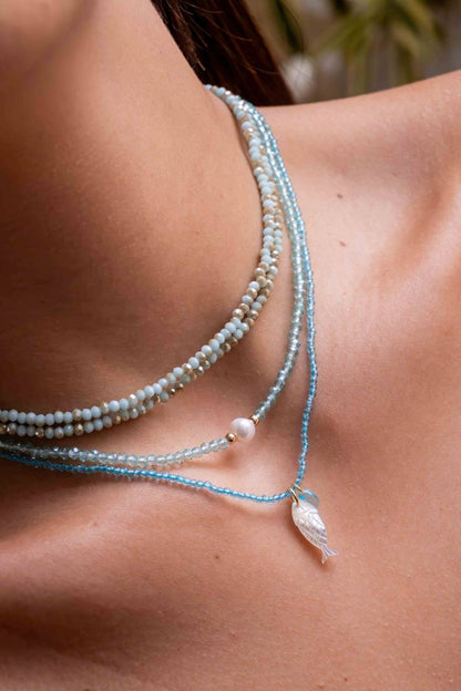 Rock Crystal Beach Necklace 35cm