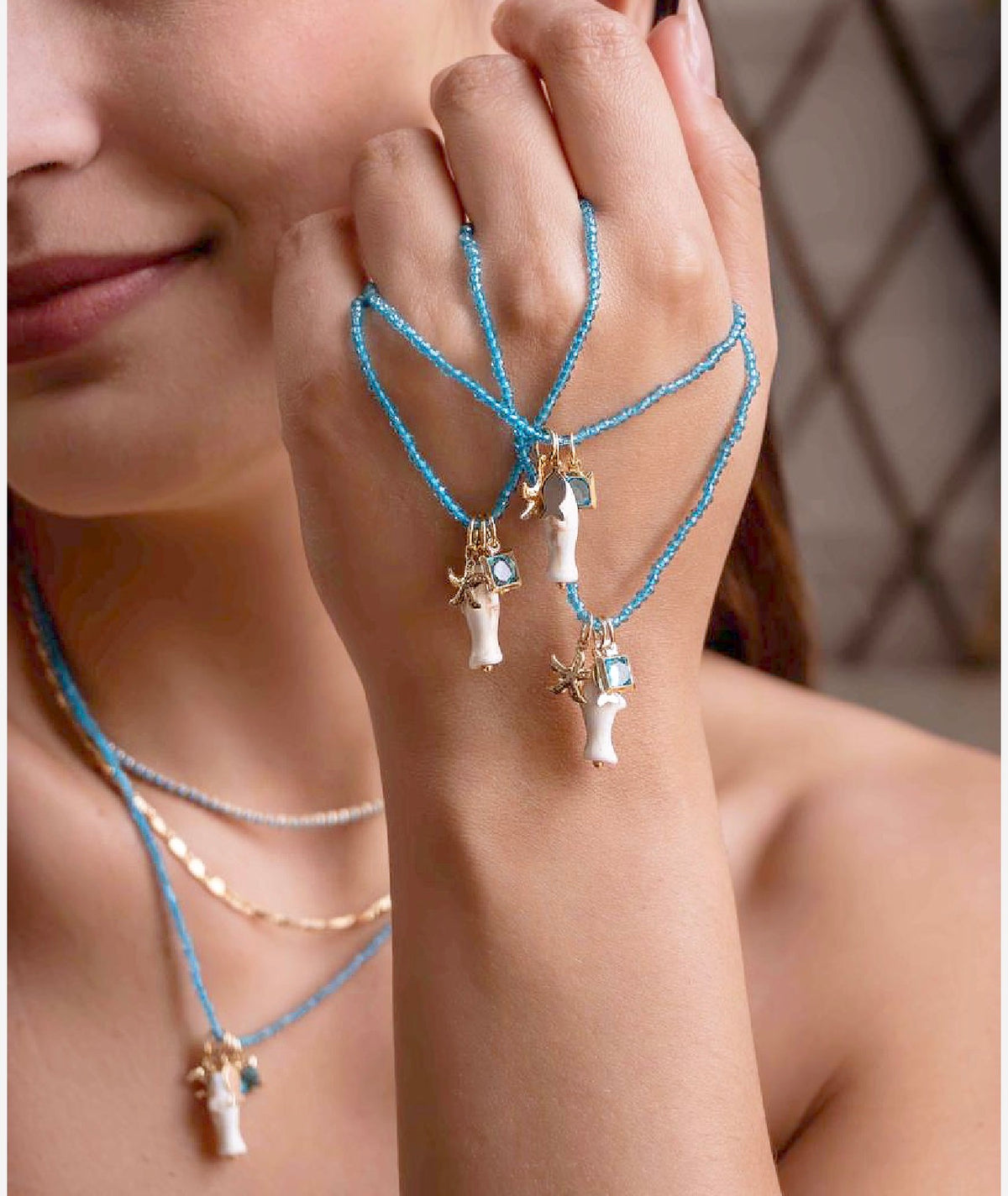 Rock Crystal Beach Necklace 35cm