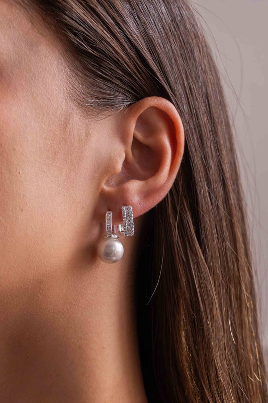 Silver Shell Pearls Earrings 2 pcs Earrings Sets