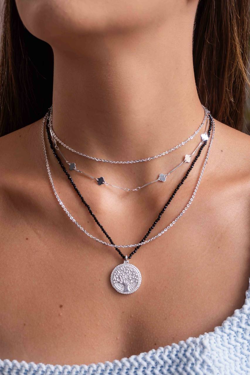 Silver Mic and Match 4 Necklaces Choker