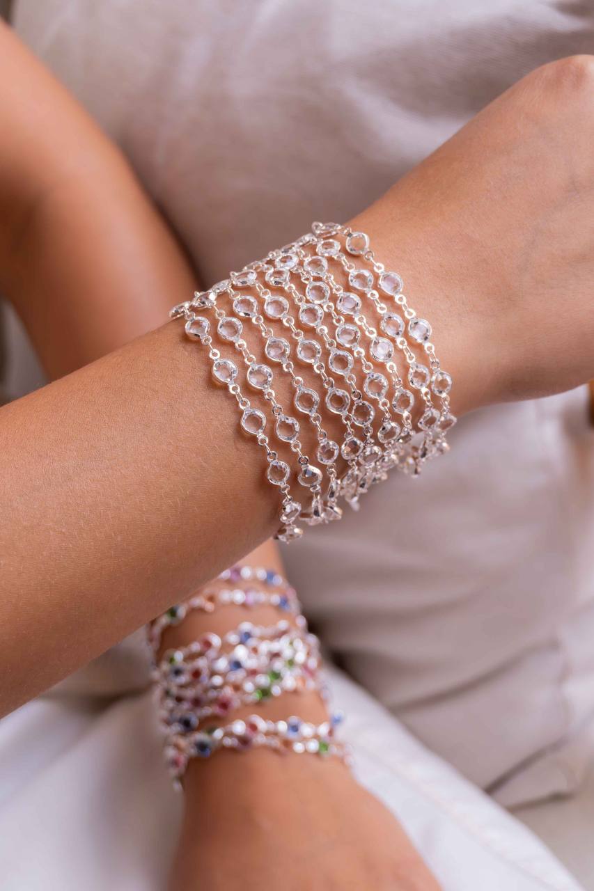 Silver Bracelet with Crystals