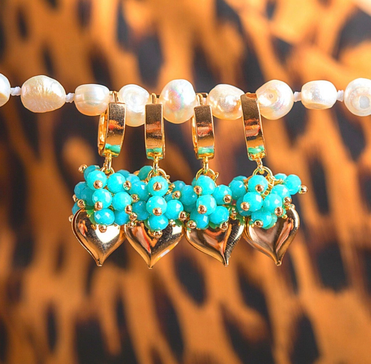 Drop Earrings Beaded with Rock Crystal