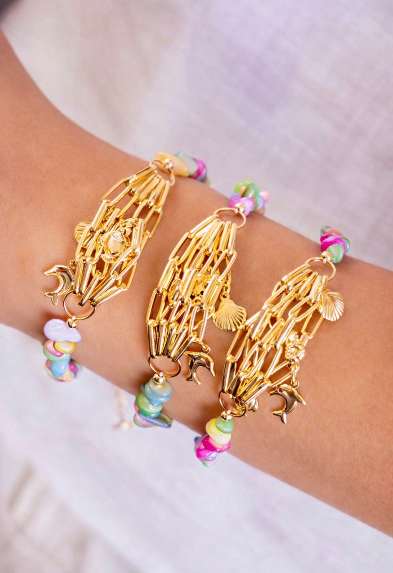 Mixing Stone Bracelets with Sea Pendants