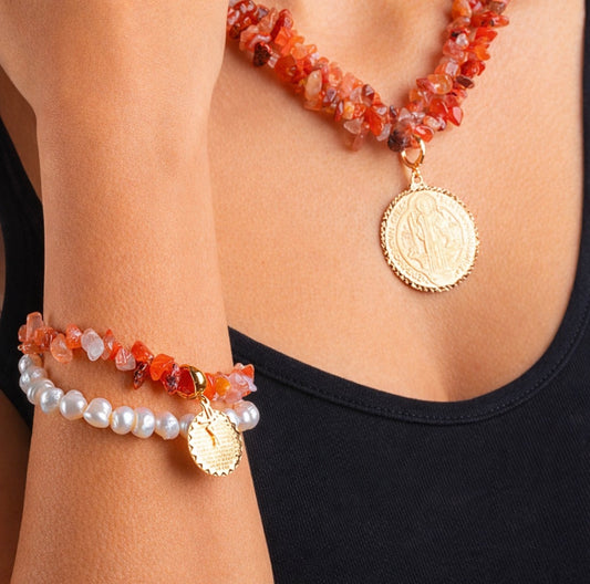 Mix and Match Gemstone Necklace Bracelets with Removable Pendants