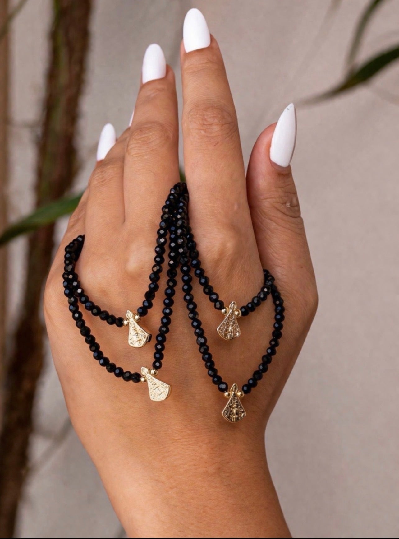 Religious Beaded Rock Crystal Necklaces 38cm