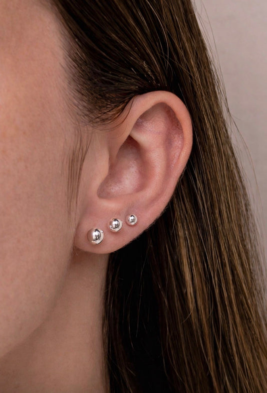 Silver Stud Earrings Trio Sets