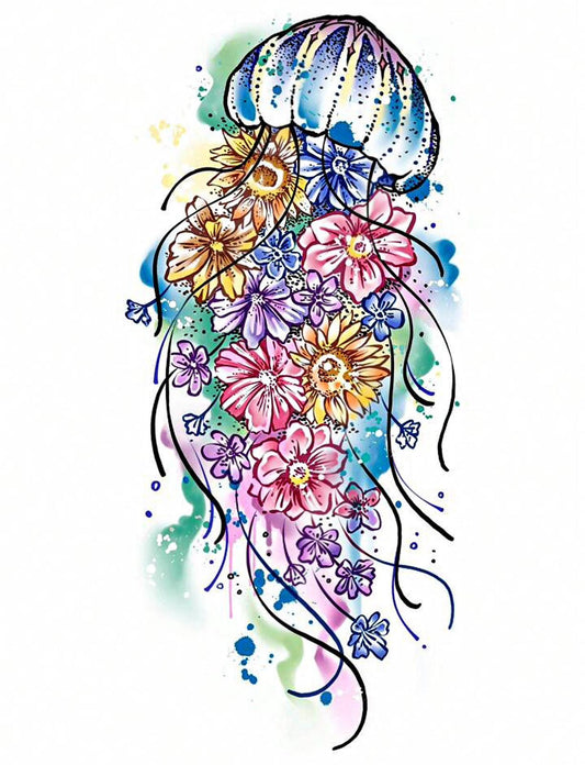 Jelly Fish 1 Sheet Washable Temporary Tattoo