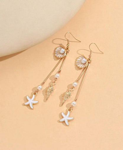 Summer Ocen Style Drop Earrings with Mixing Sea Pendants