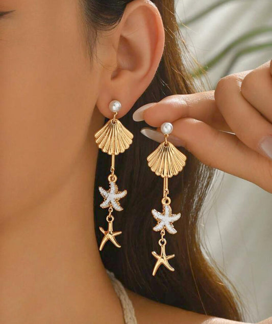 Summer Ocen Style Drop Earrings with Mixing Sea Pendants